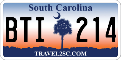SC license plate BTI214