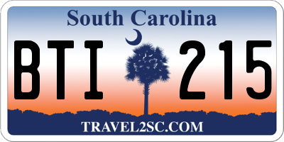 SC license plate BTI215
