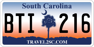 SC license plate BTI216
