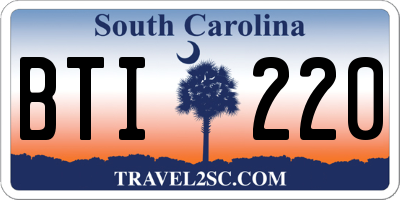 SC license plate BTI220