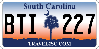 SC license plate BTI227