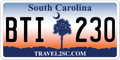 SC license plate BTI230