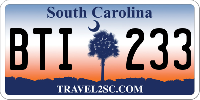 SC license plate BTI233