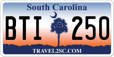 SC license plate BTI250