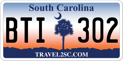 SC license plate BTI302
