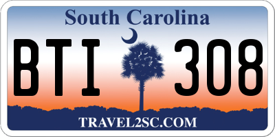 SC license plate BTI308