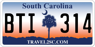 SC license plate BTI314