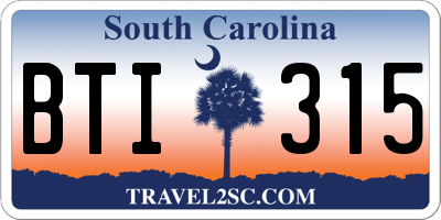 SC license plate BTI315