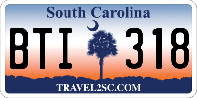 SC license plate BTI318
