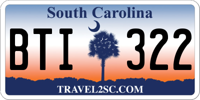 SC license plate BTI322