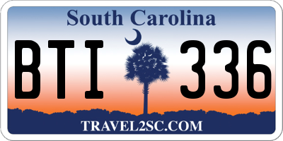 SC license plate BTI336