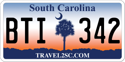 SC license plate BTI342