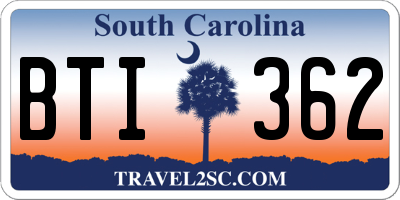 SC license plate BTI362
