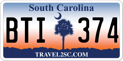 SC license plate BTI374