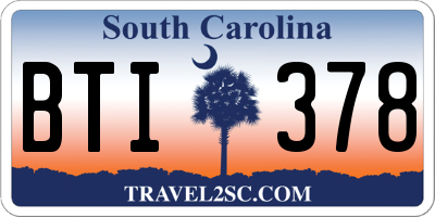 SC license plate BTI378
