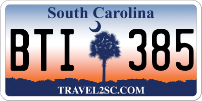 SC license plate BTI385