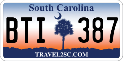 SC license plate BTI387