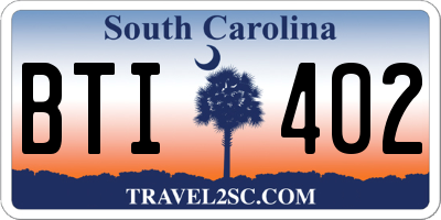SC license plate BTI402