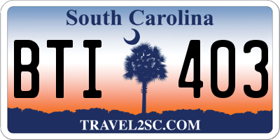 SC license plate BTI403