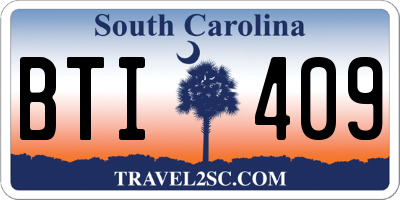 SC license plate BTI409