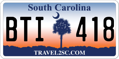 SC license plate BTI418
