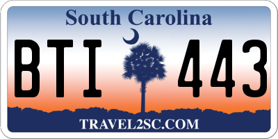 SC license plate BTI443