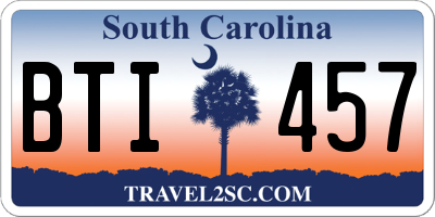 SC license plate BTI457