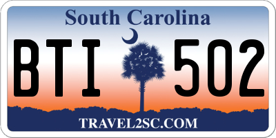SC license plate BTI502