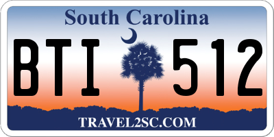 SC license plate BTI512