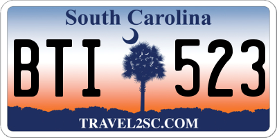 SC license plate BTI523