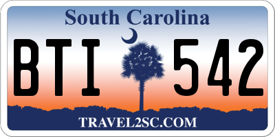 SC license plate BTI542