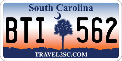 SC license plate BTI562