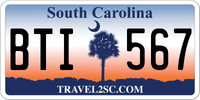 SC license plate BTI567