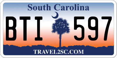 SC license plate BTI597