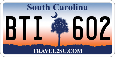 SC license plate BTI602