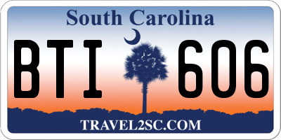 SC license plate BTI606