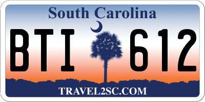 SC license plate BTI612