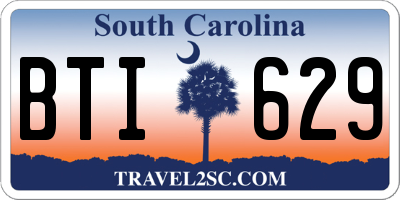 SC license plate BTI629