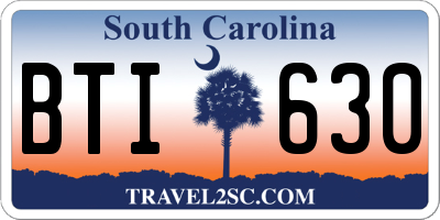 SC license plate BTI630
