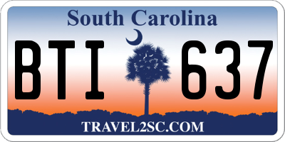 SC license plate BTI637