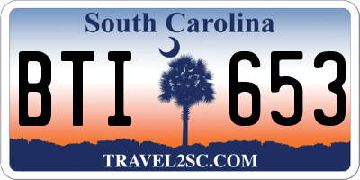 SC license plate BTI653
