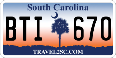 SC license plate BTI670