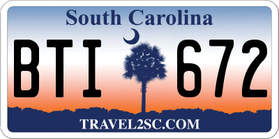SC license plate BTI672