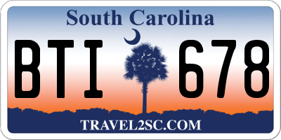 SC license plate BTI678