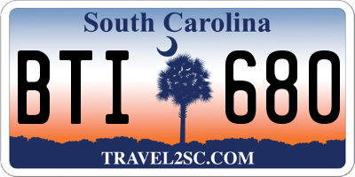 SC license plate BTI680