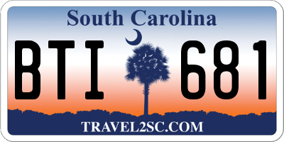 SC license plate BTI681