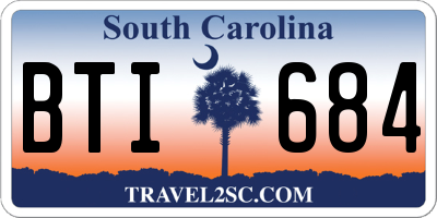 SC license plate BTI684