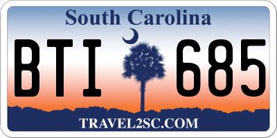 SC license plate BTI685