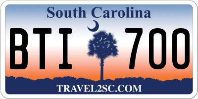SC license plate BTI700