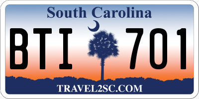SC license plate BTI701